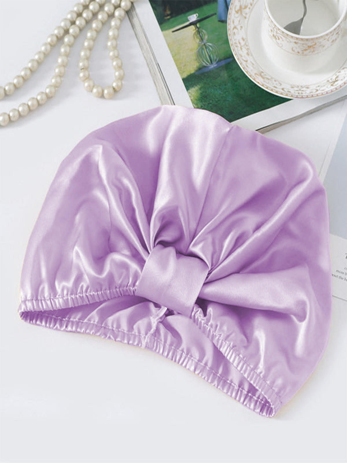 [Lavender] SilkSilky-CA Pure Silk Sleep Cap 002