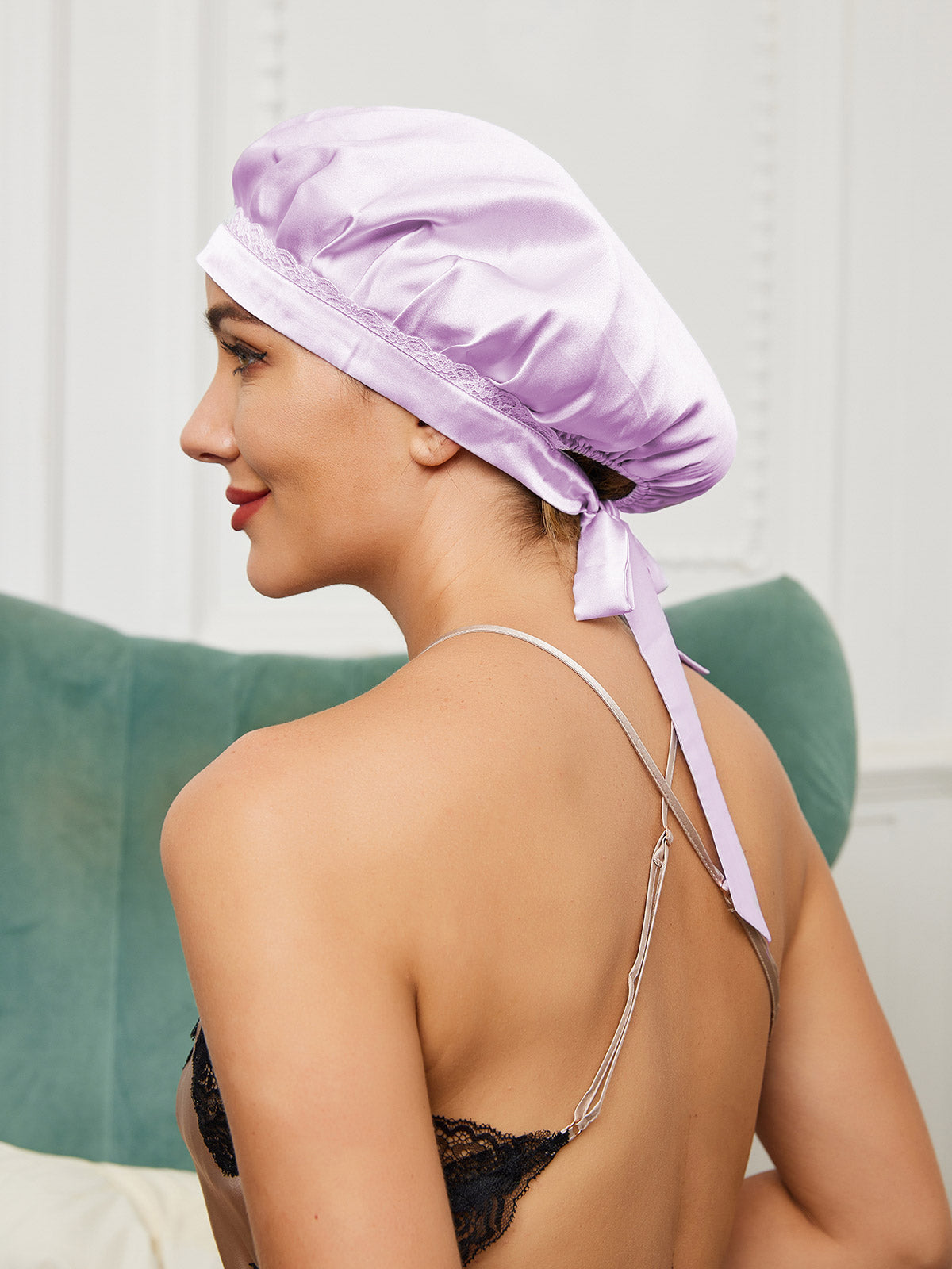 [Lavender] SilkSilky-CA Pure Silk Sleep Cap 002