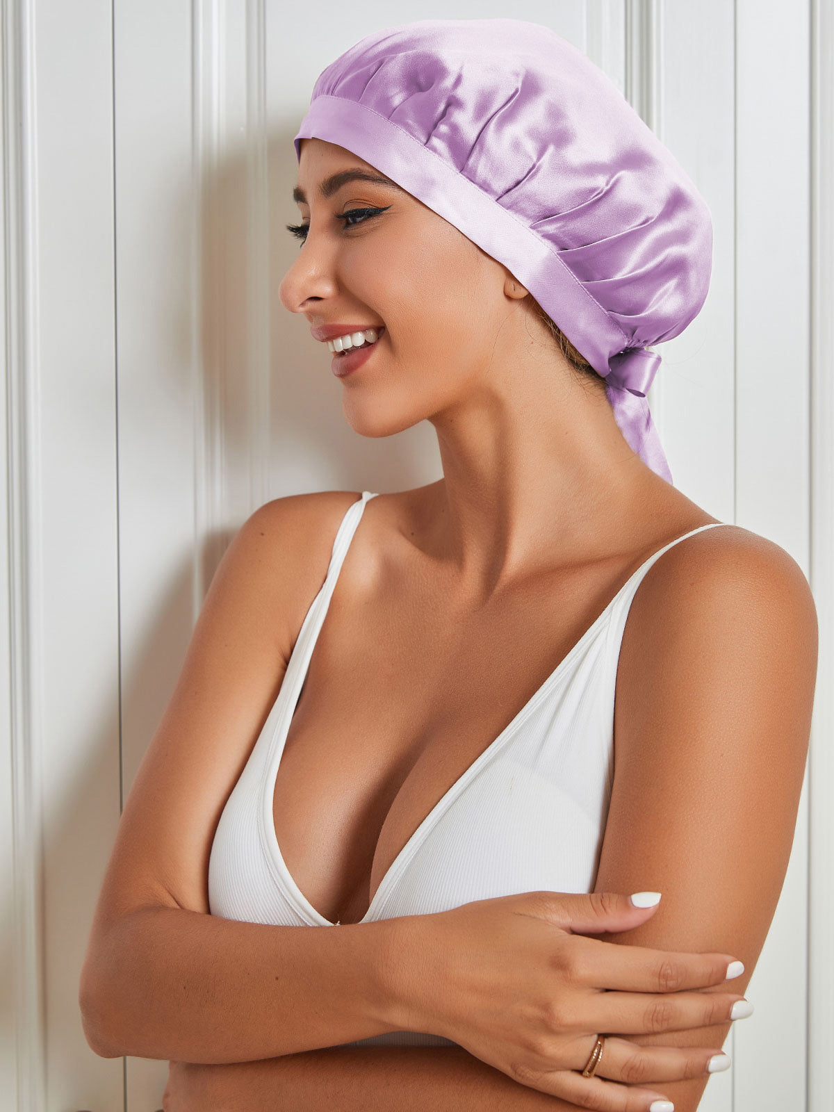 [Lavender] SilkSilky-CA Pure Silk Sleep Cap 003