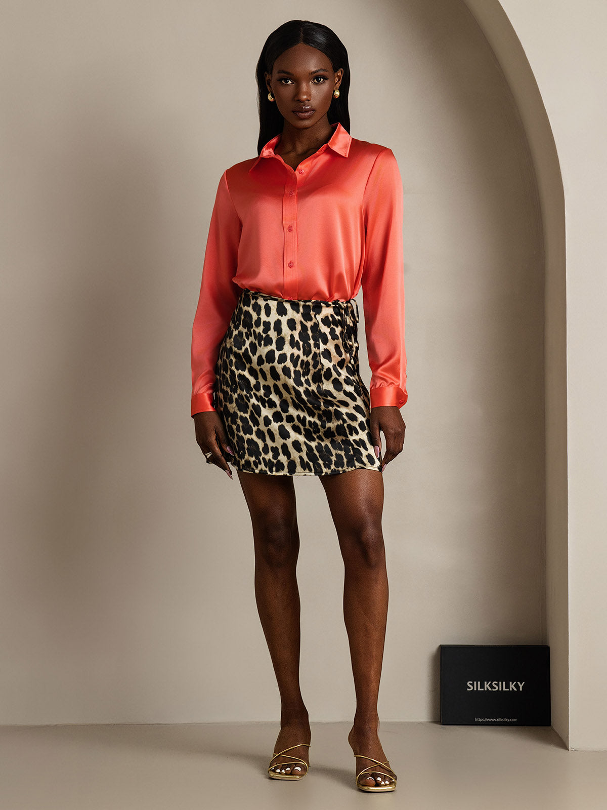 [Leopard] SilkSilky-CA Pure Silk Skirt 006