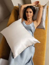 [LightGray+White] SilkSilky-CA 22Momme Pure Silk Pillowcase 004