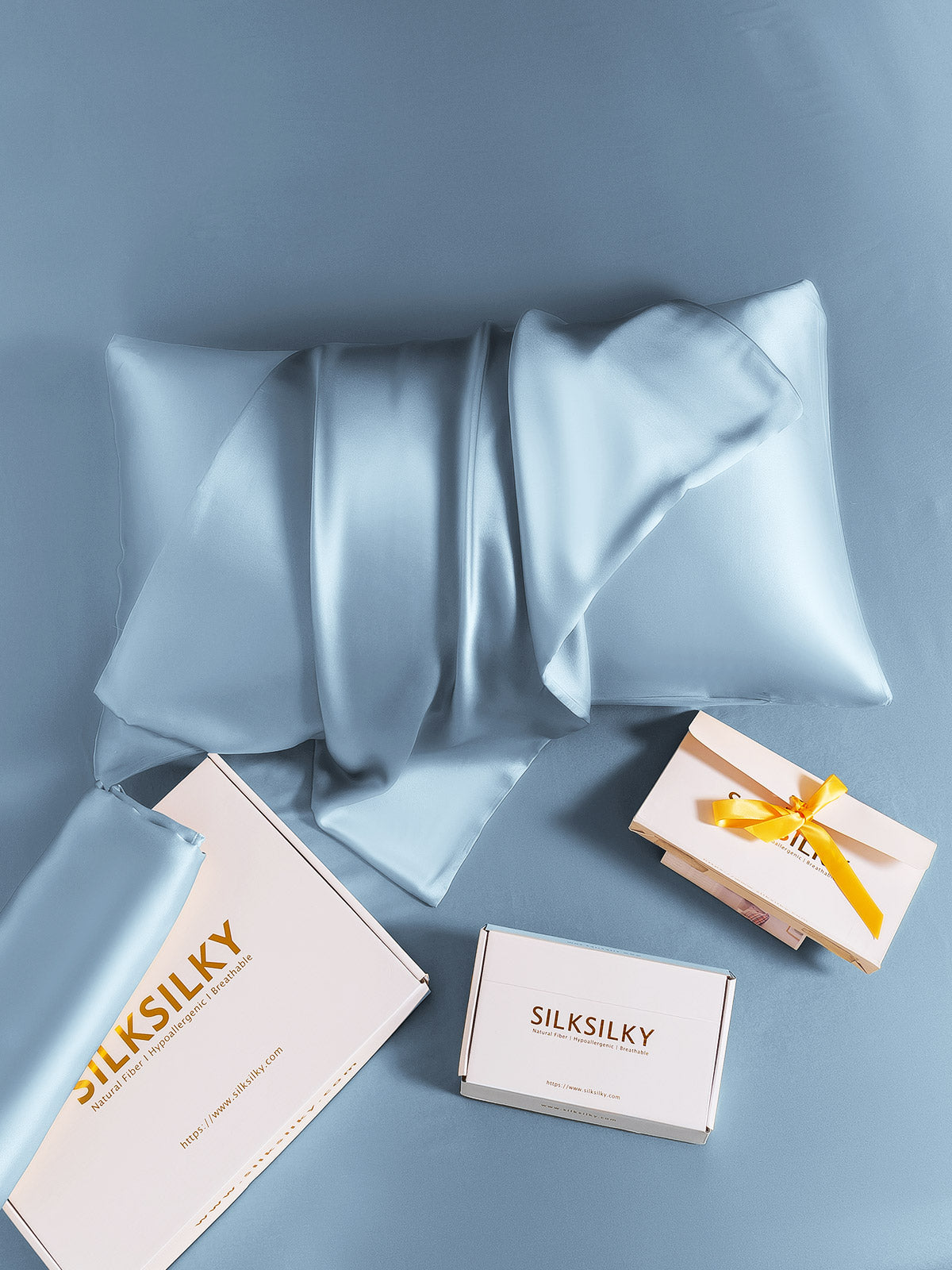 [Light Blue] SilkSilky-CA 19Momme Pure Silk Pillowcase 006