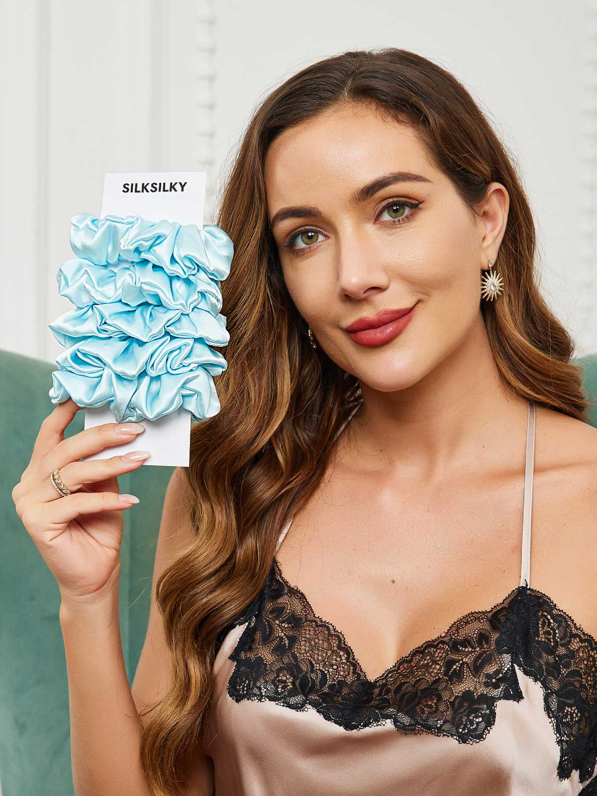 [Light Blue] SilkSilky-CA 19Momme Pure Silk Scrunchie 001