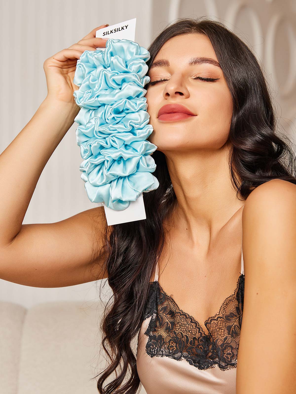 [Light Blue] SilkSilky-CA 19Momme Pure Silk Scrunchie 002