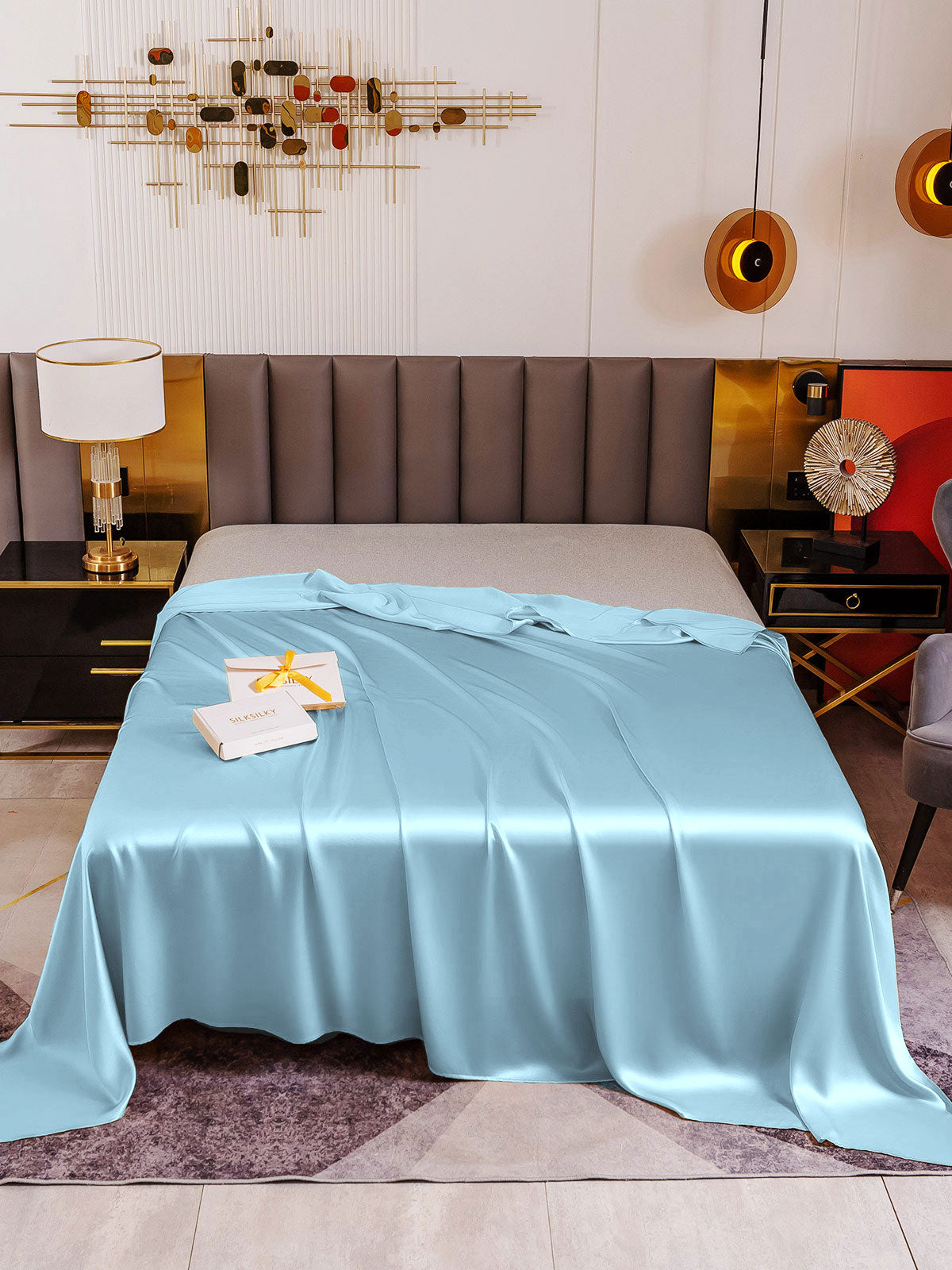 [Light Blue] SilkSilky-CA 19Momme Pure Silk Sheet 002