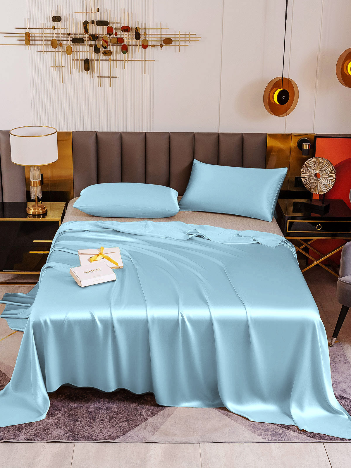 [Light Blue] SilkSilky-CA 19Momme Pure Silk Sheet 002