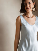 [Light Blue] SilkSilky-CA Sleeveless Scoop Neck Dress 003