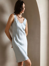 [Light Blue] SilkSilky-CA Sleeveless Scoop Neck Dress 004