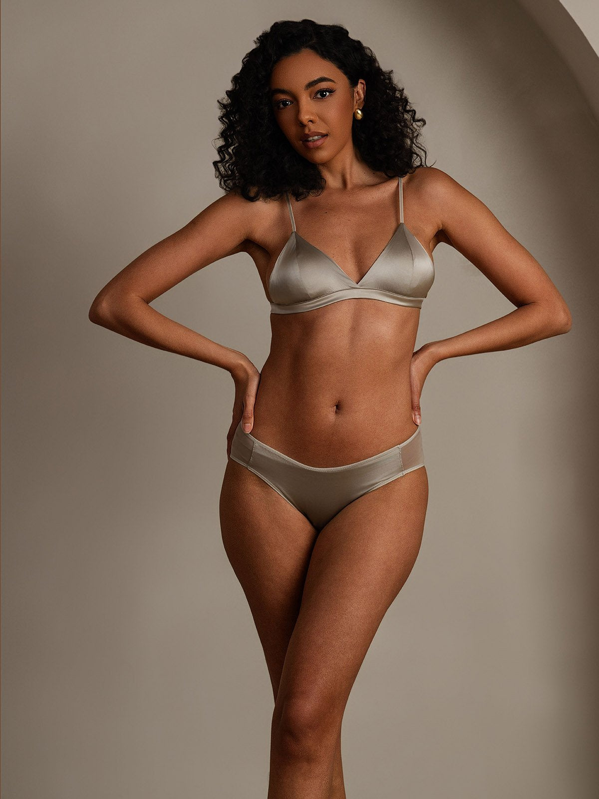 [Light Gray] SilkSilky-CA Pure Silk Bra&Panty Set 006