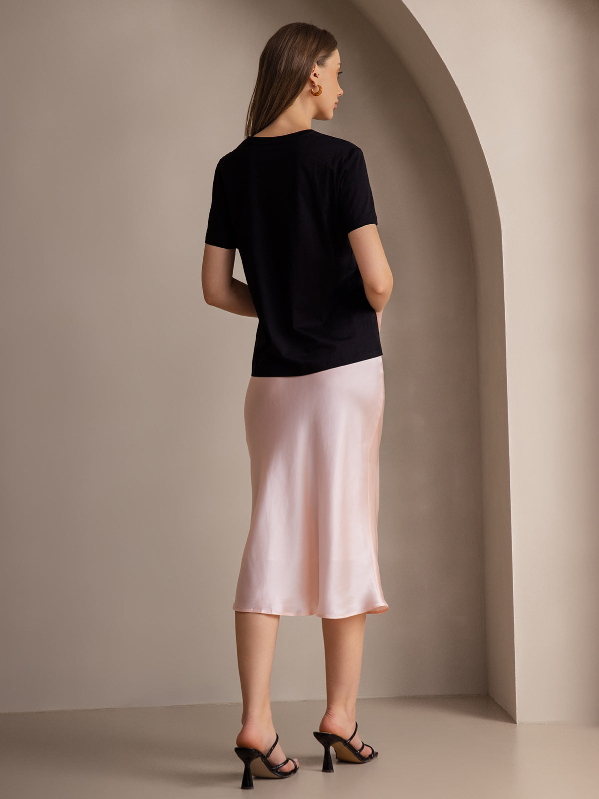 [Light Pink] SilkSilky-CA 19Momme Pure Silk Skirt 002