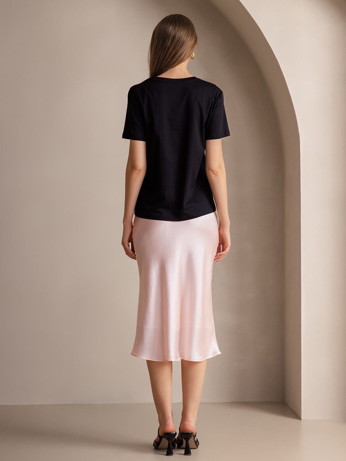 [Light Pink] SilkSilky-CA 19Momme Pure Silk Skirt 004