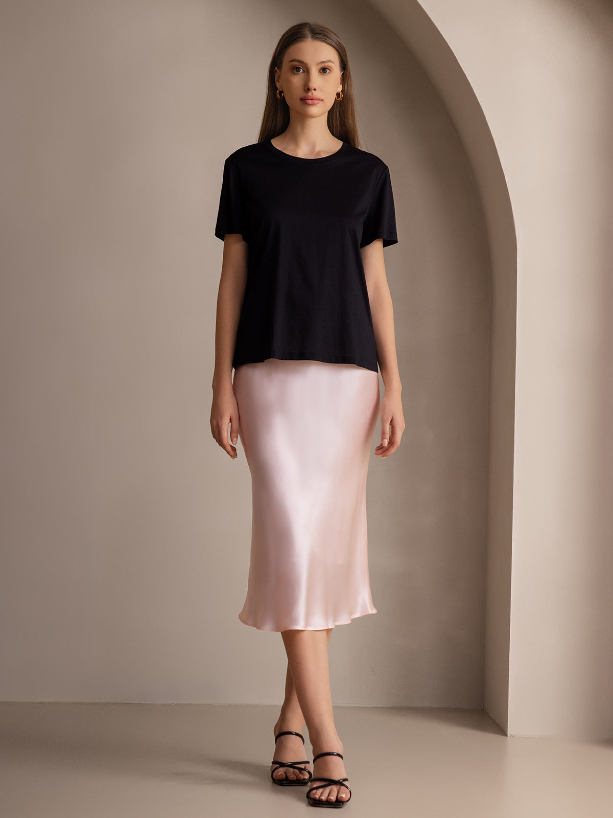 [Light Pink] SilkSilky-CA 19Momme Pure Silk Skirt 005