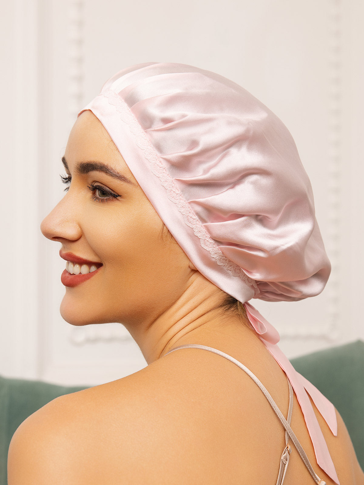 [Light Pink] SilkSilky-CA Pure Silk Sleep Cap 001