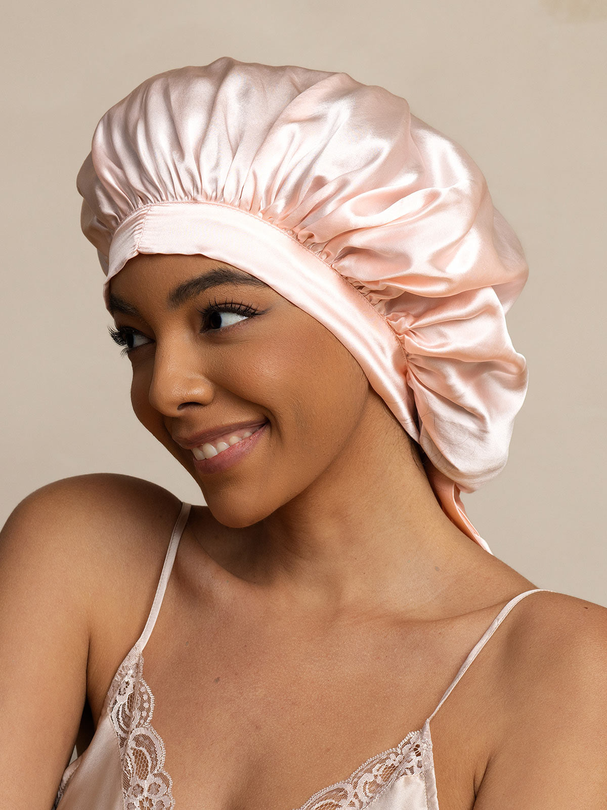 [Light Pink] SilkSilky-CA Pure Silk Sleep Cap 001