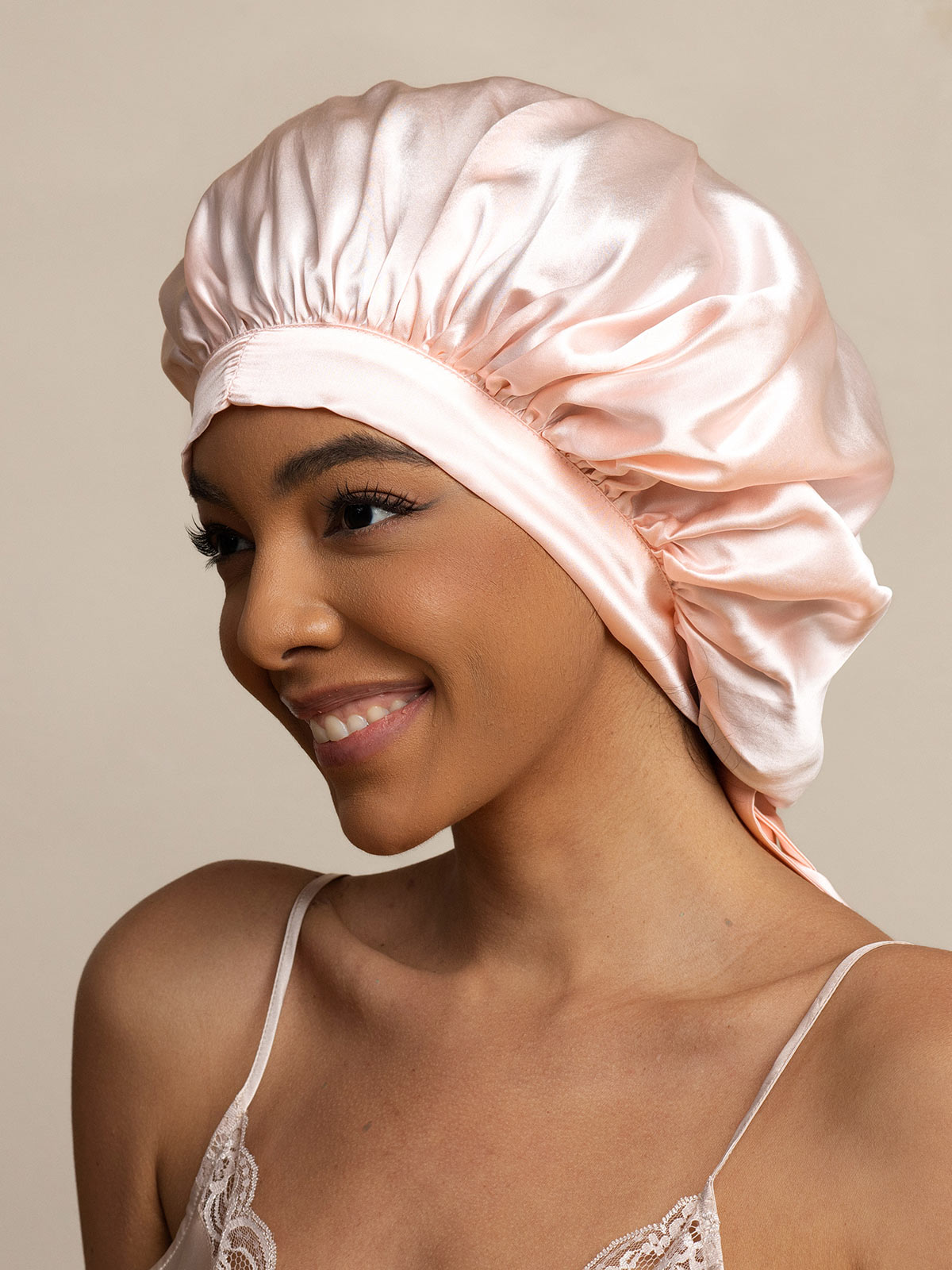 [Light Pink] SilkSilky-CA Pure Silk Sleep Cap 002