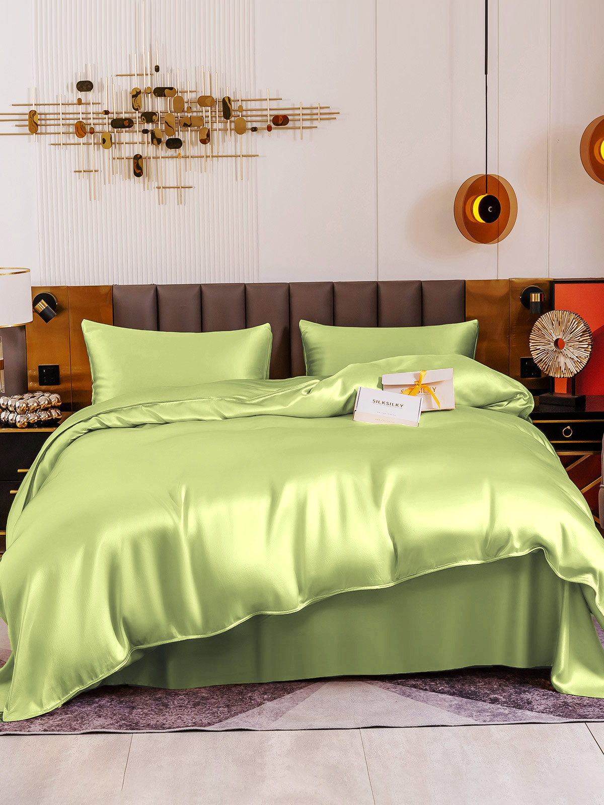 [Mint Green] SilkSilky-CA 19Momme Pure Silk Bedding Set 002
