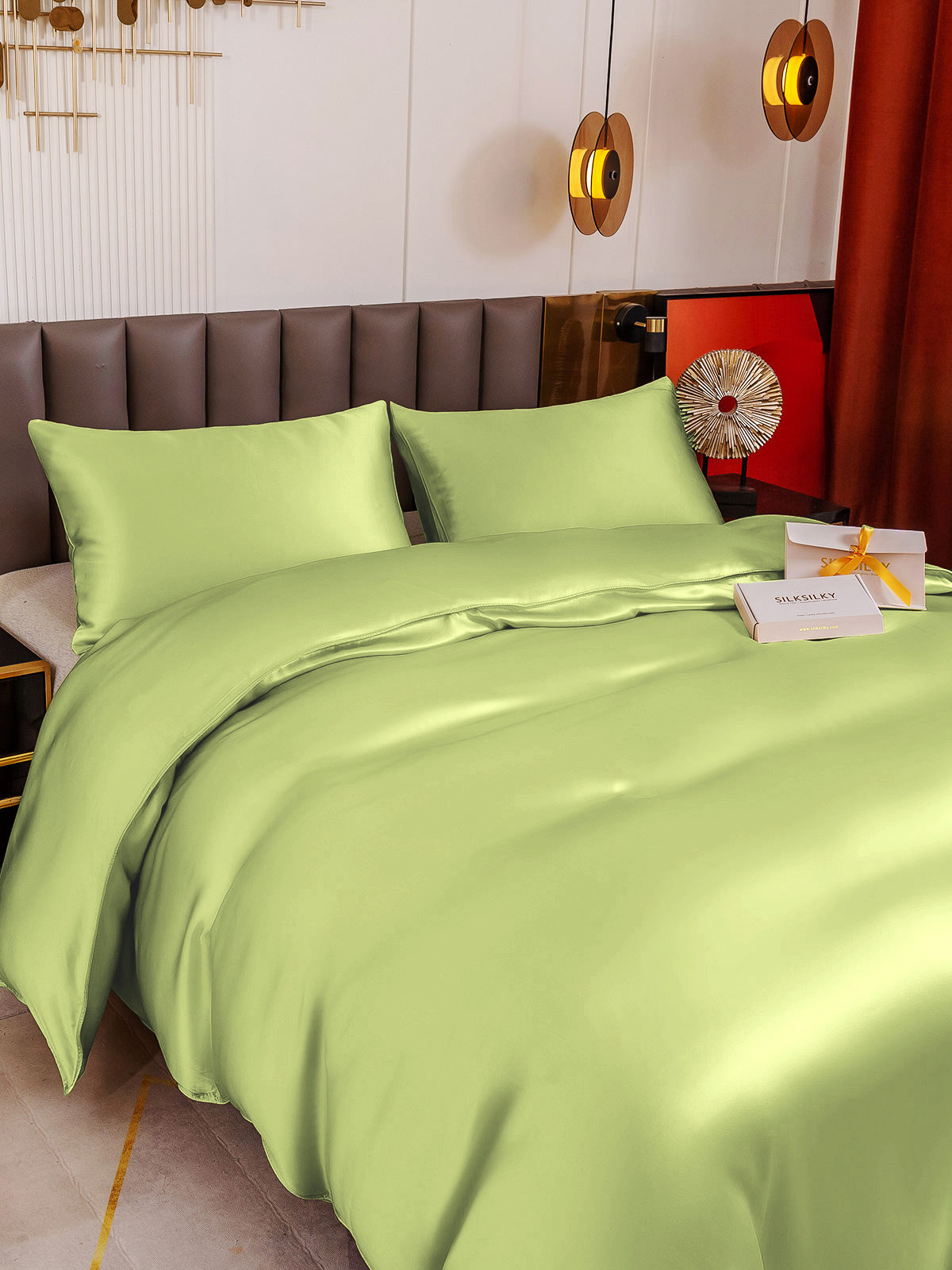 [Mint Green] SilkSilky-CA 19Momme Pure Silk Bedding Set 004