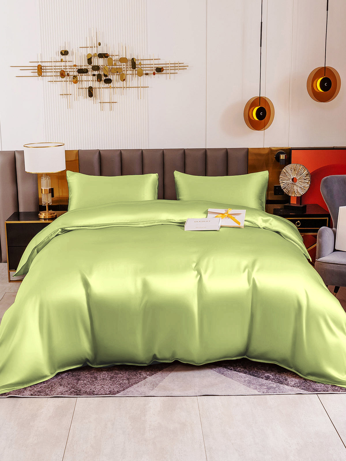 [Mint Green] SilkSilky-CA 19Momme Pure Silk Bedding Set 005