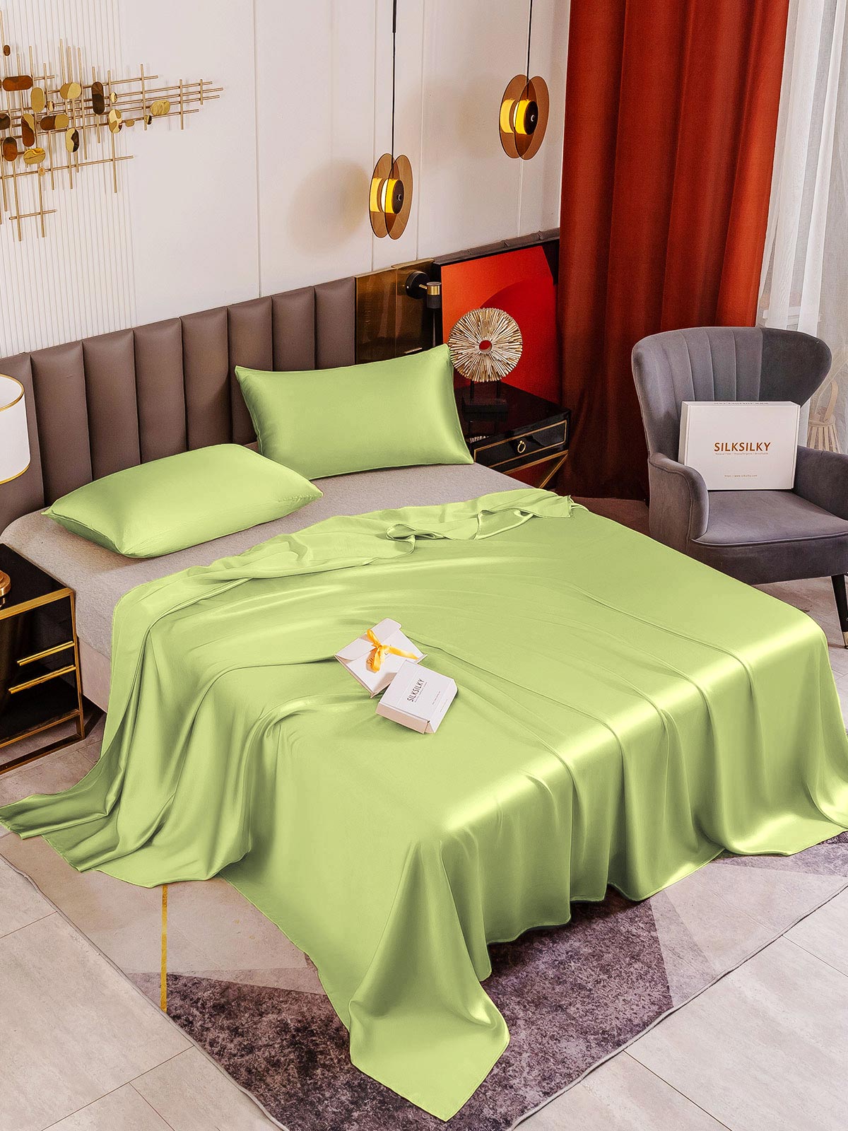 [Mint Green] SilkSilky-CA 19Momme Pure Silk Sheet 001