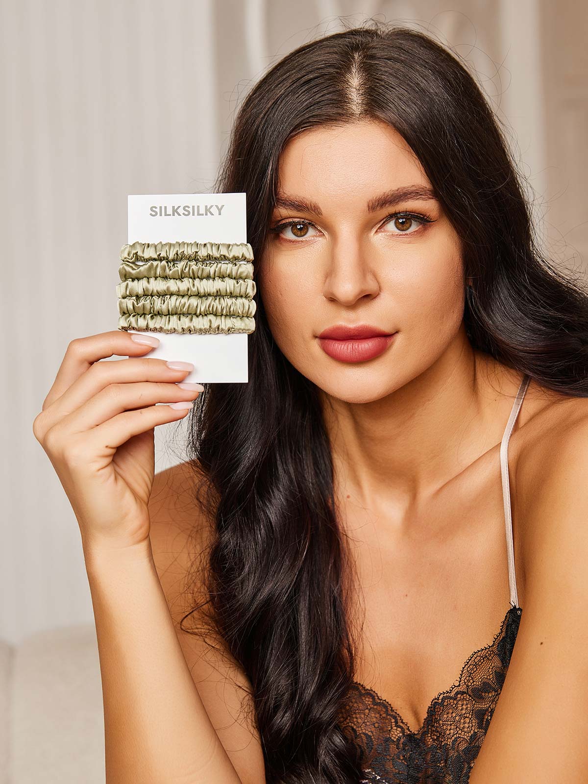 [Mint Green] SilkSilky-CA 19Momme Scrunchie 001