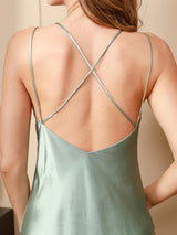 [Mint Green] SilkSilky-CA Spaghetti Strap V Neck Nightgown 006