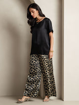 [Multi] SilkSilky-CA Pure Silk Short Sleeve Round Neck Women's Pajamas 008