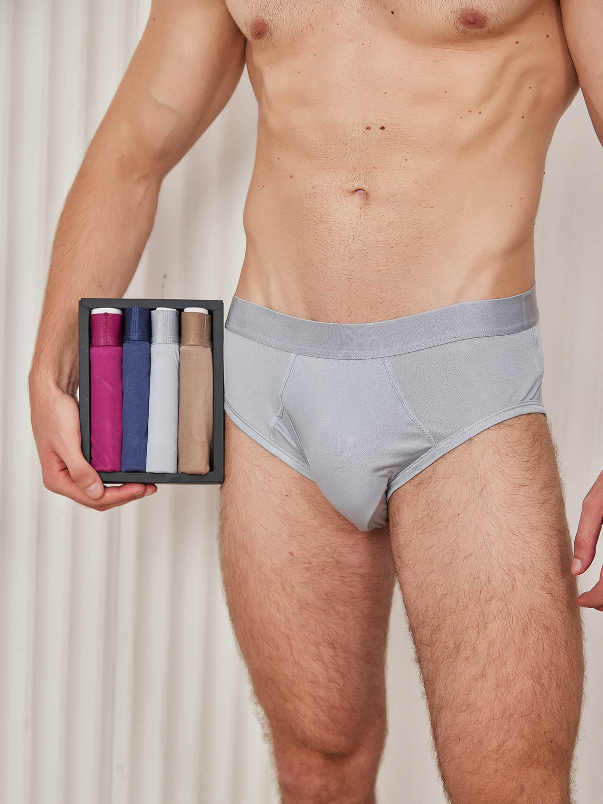 [Multi] SilkSilky-CA Silk Knitted Mens Underwear 001
