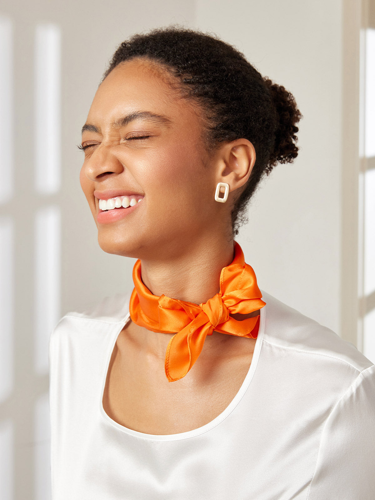 [Orange] SilkSilky-CA Pure Silk Scarf 001
