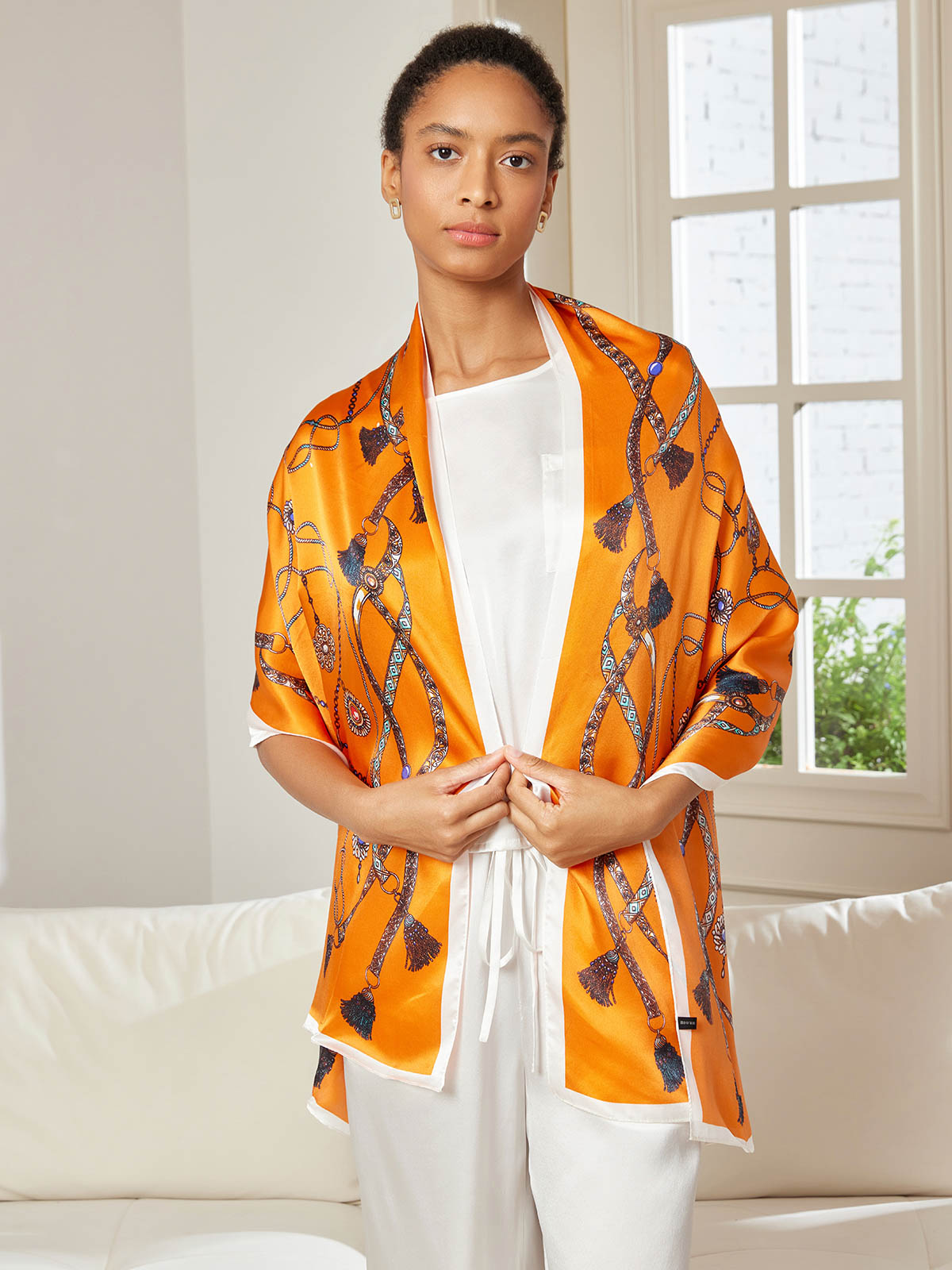 [P018] SilkSilky-CA Pure Silk Scarf 004