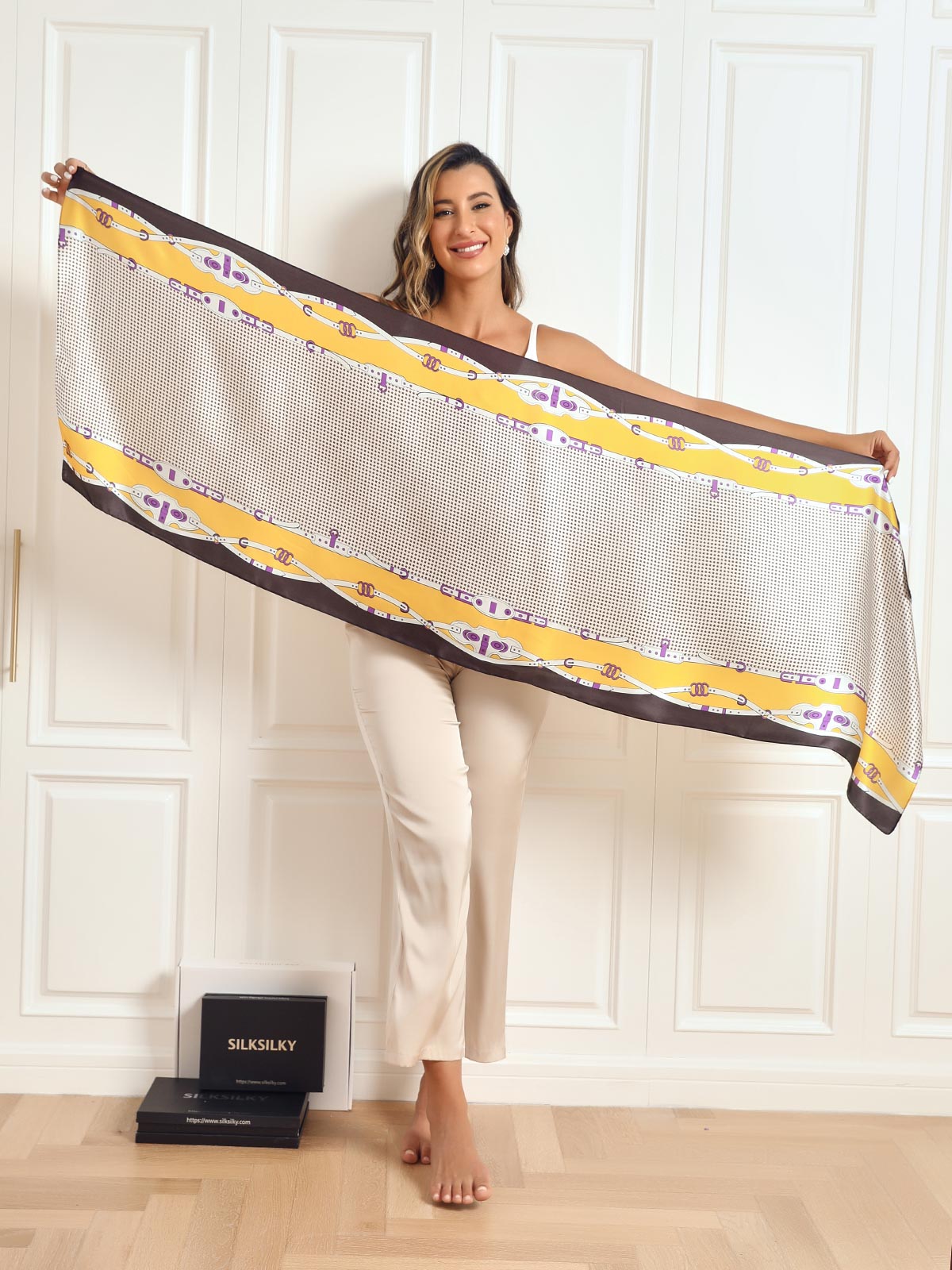 [P025] SilkSilky-CA Pure Silk Scarf 005