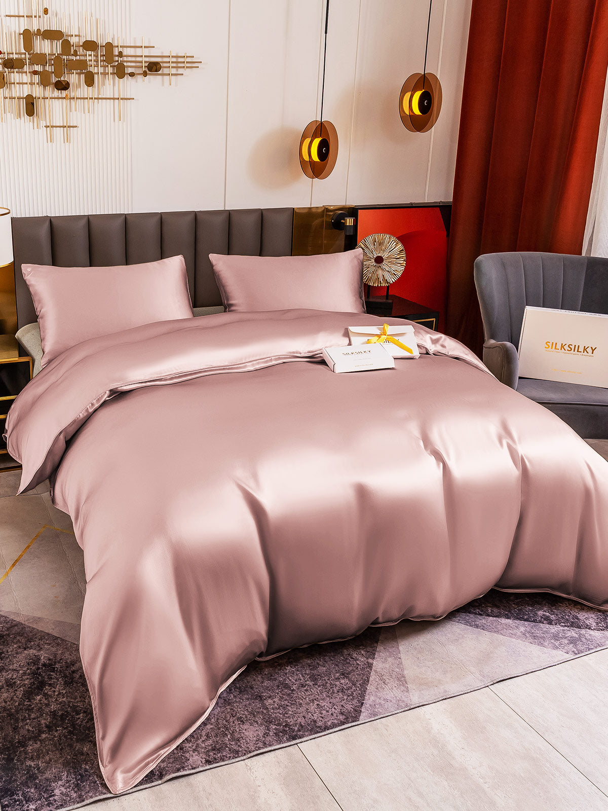 [Pale Mauve] SilkSilky-CA 19Momme Pure Silk Bedding Set 001