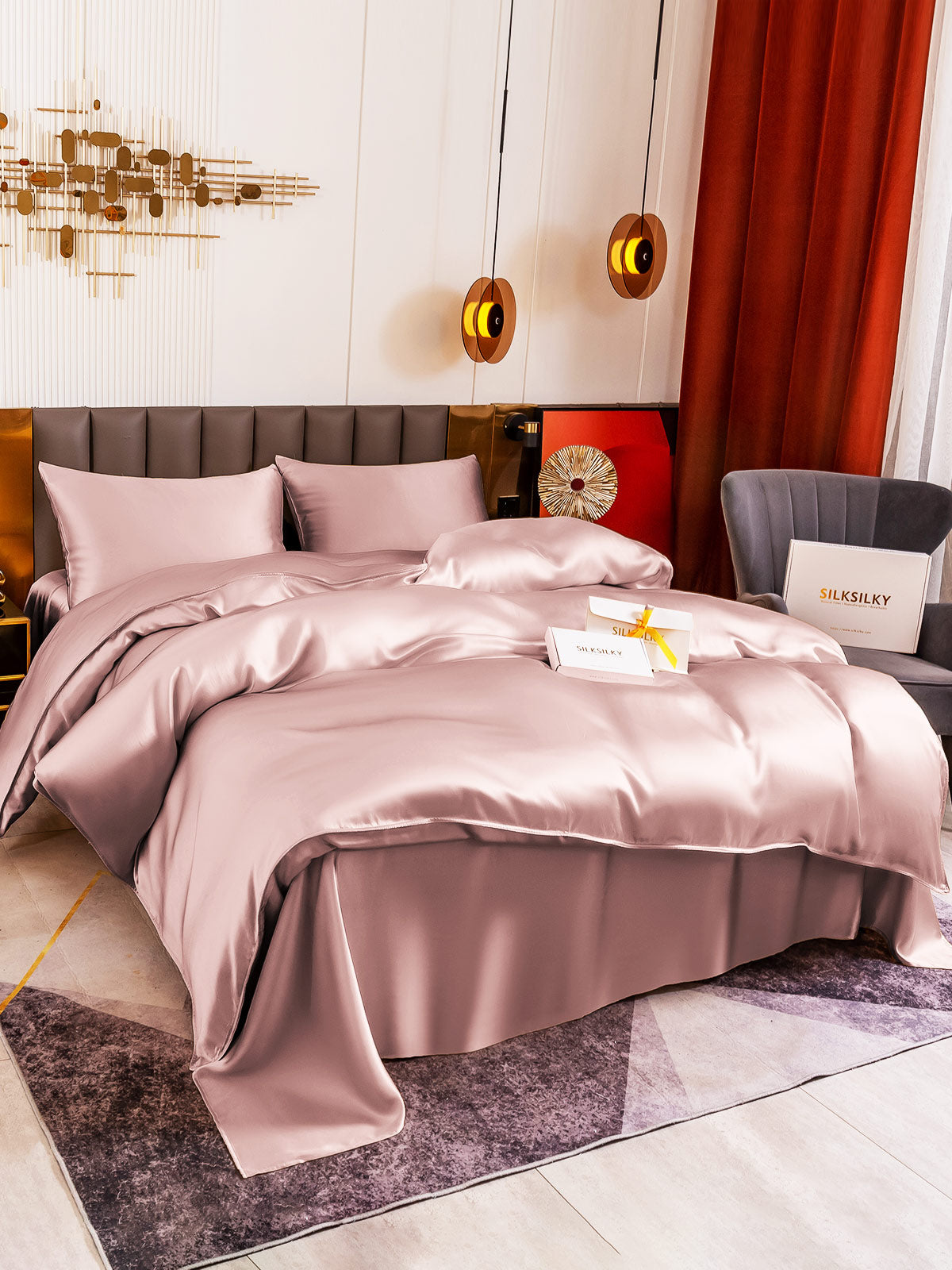 [Pale Mauve] SilkSilky-CA 19Momme Pure Silk Bedding Set 003