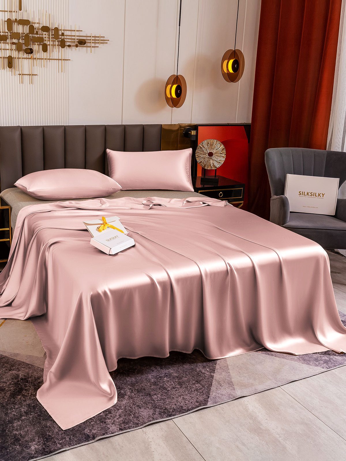 [Pale Mauve] SilkSilky-CA 19Momme Pure Silk Bedding Set 004