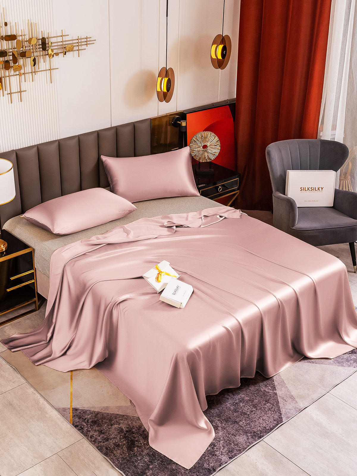 [Pale Mauve] SilkSilky-CA 19Momme Pure Silk Sheet 001