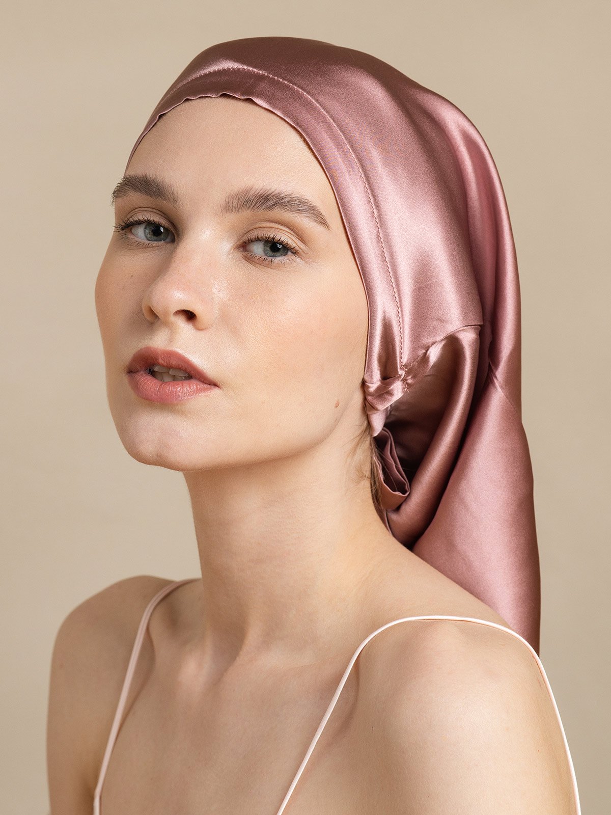 [Pale Mauve] SilkSilky-CA 19Momme Silk Sleep Cap 004