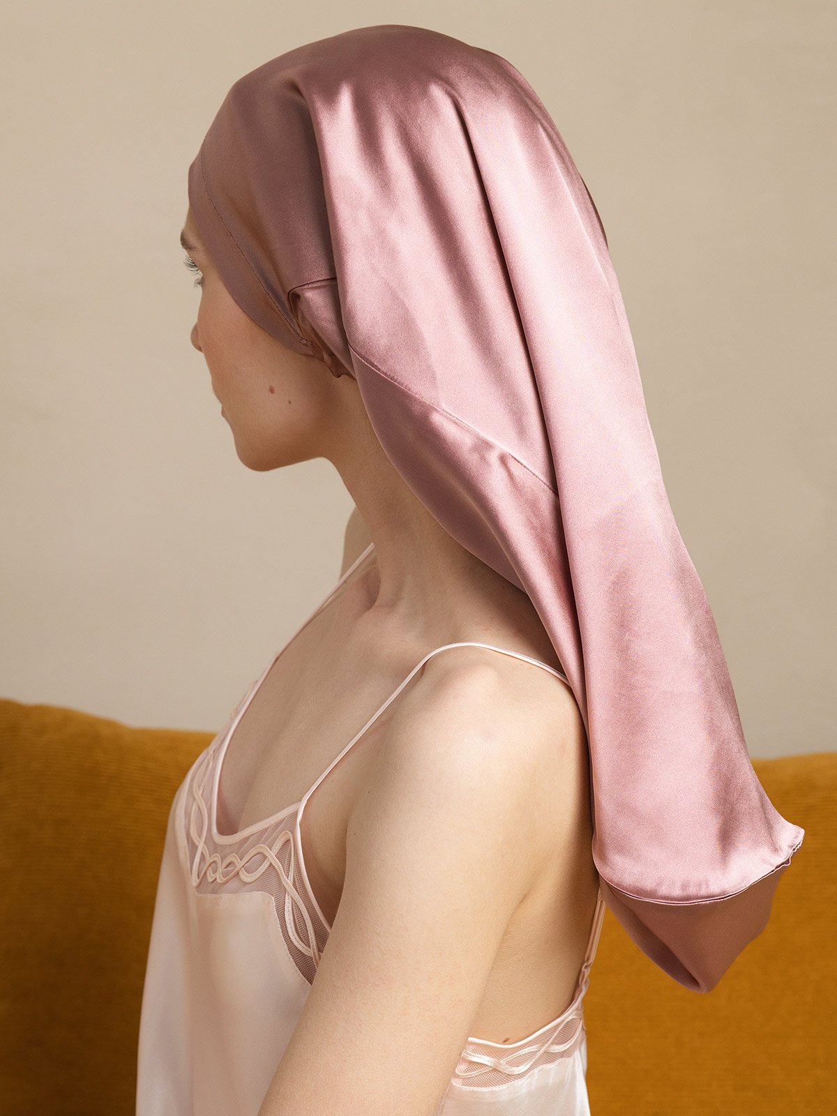 [Pale Mauve] SilkSilky-CA 19Momme Silk Sleep Cap 005