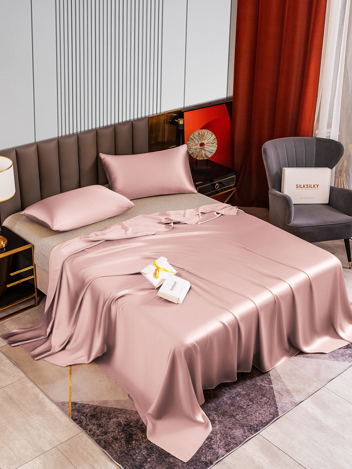 [Pale Mauve] SilkSilky-CA 22Momme Pure Silk Bedding Set 002