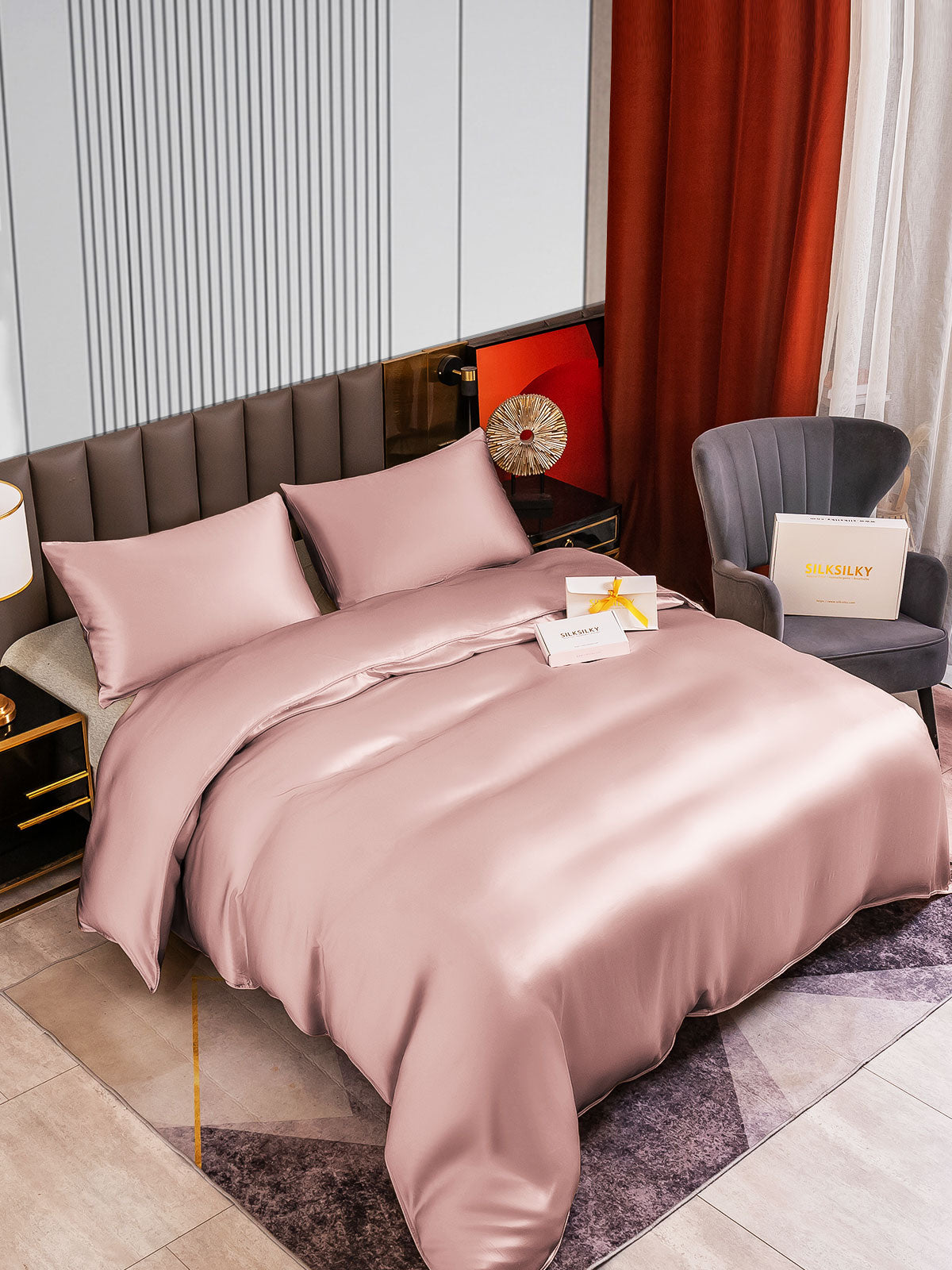 [Pale Mauve] SilkSilky-CA 22Momme Pure Silk Bedding Set 002