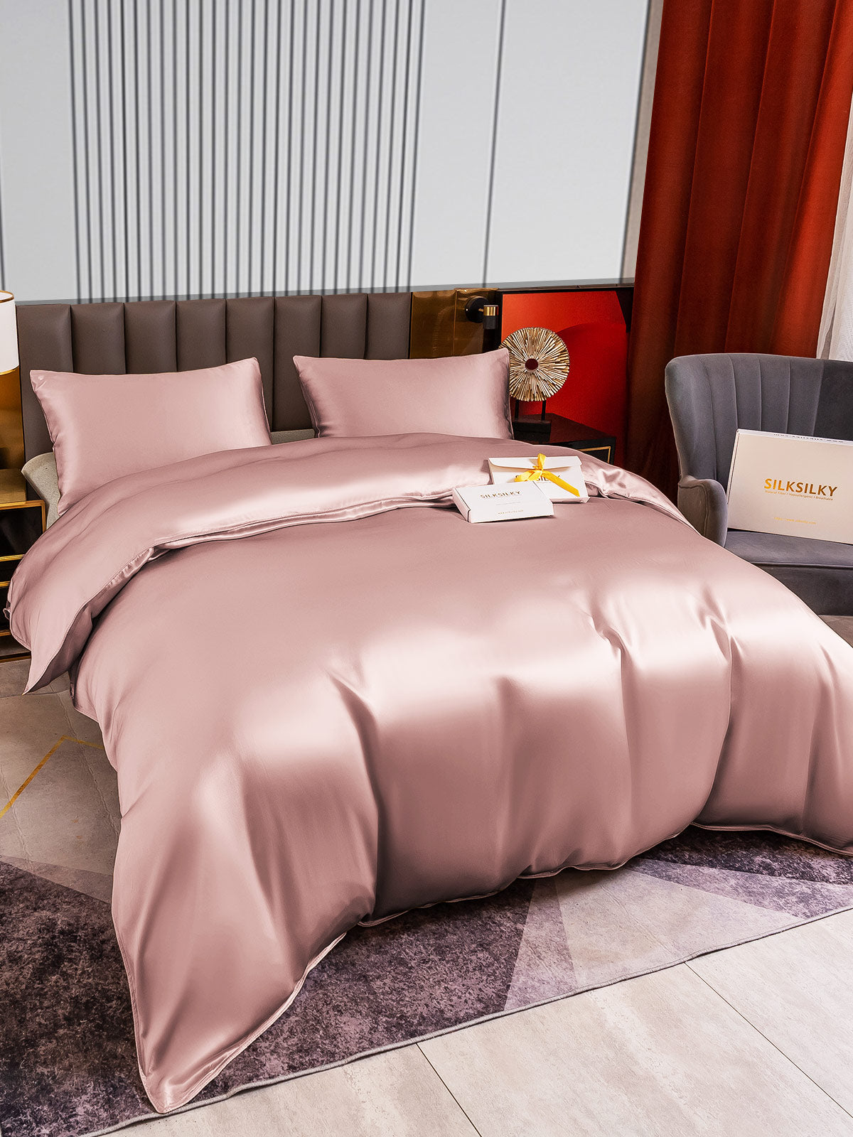 [Pale Mauve] SilkSilky-CA 22Momme Pure Silk Bedding Set 003