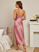 [Pale Mauve] SilkSilky-CA Pure Silk Deep V Neck Nightgown 002