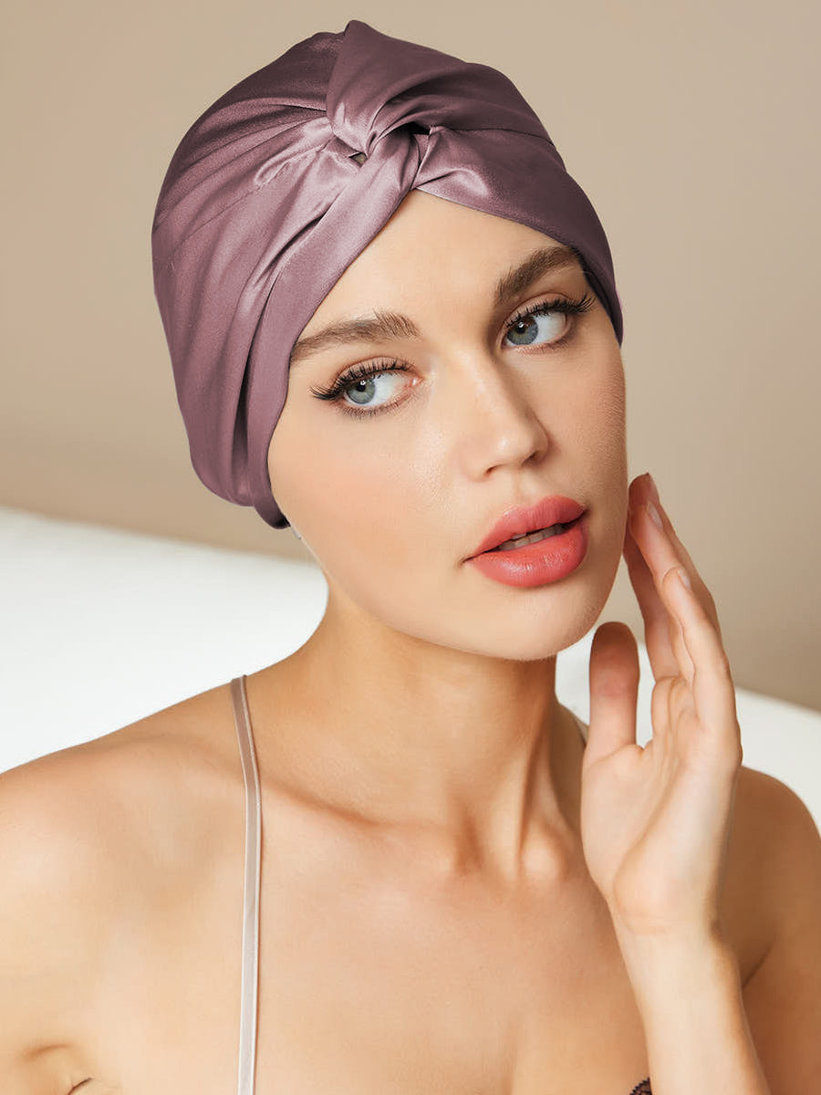 [Pale Mauve] SilkSilky-CA Pure Silk Sleep Cap 001