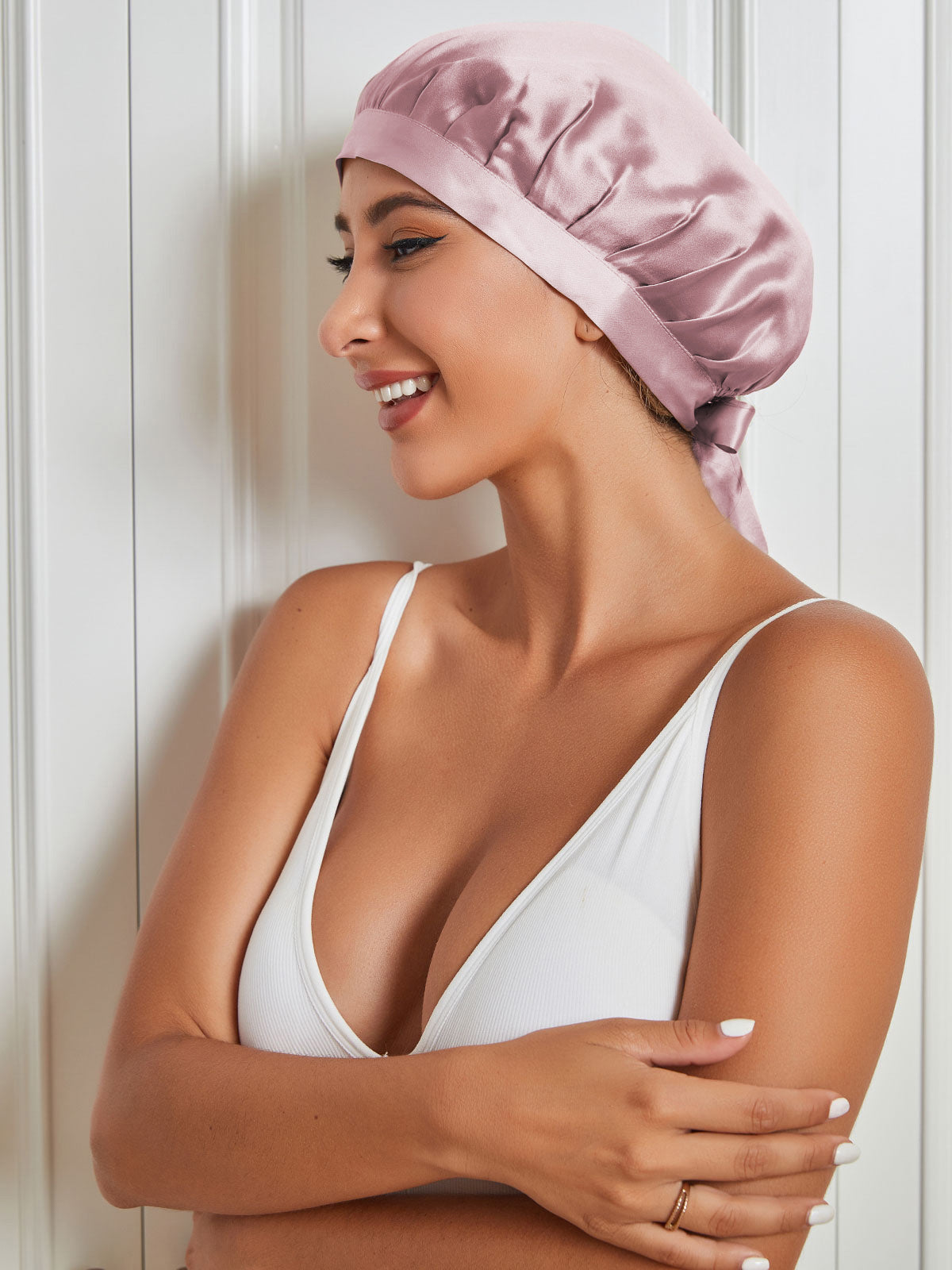 [Pale Mauve] SilkSilky-CA Pure Silk Sleep Cap 002
