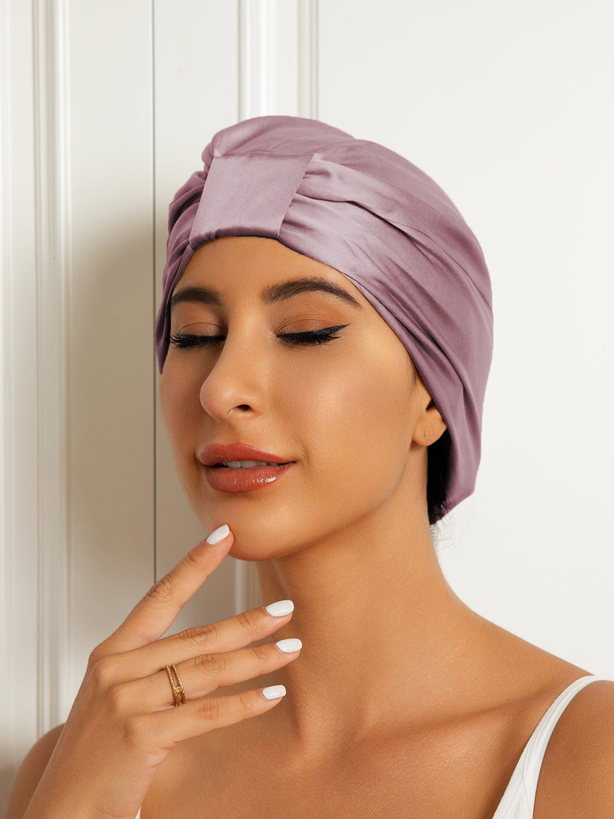[Pale Mauve] SilkSilky-CA Pure Silk Sleep Cap 002
