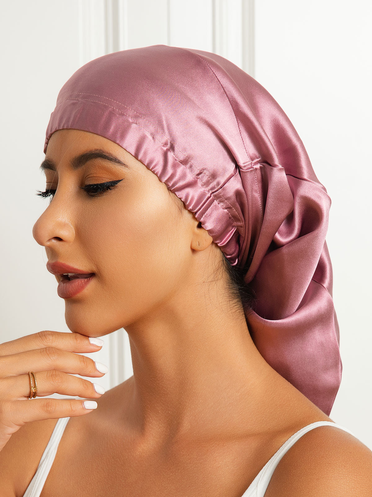 [Pale Mauve] SilkSilky-CA Pure Silk Sleep Cap 002