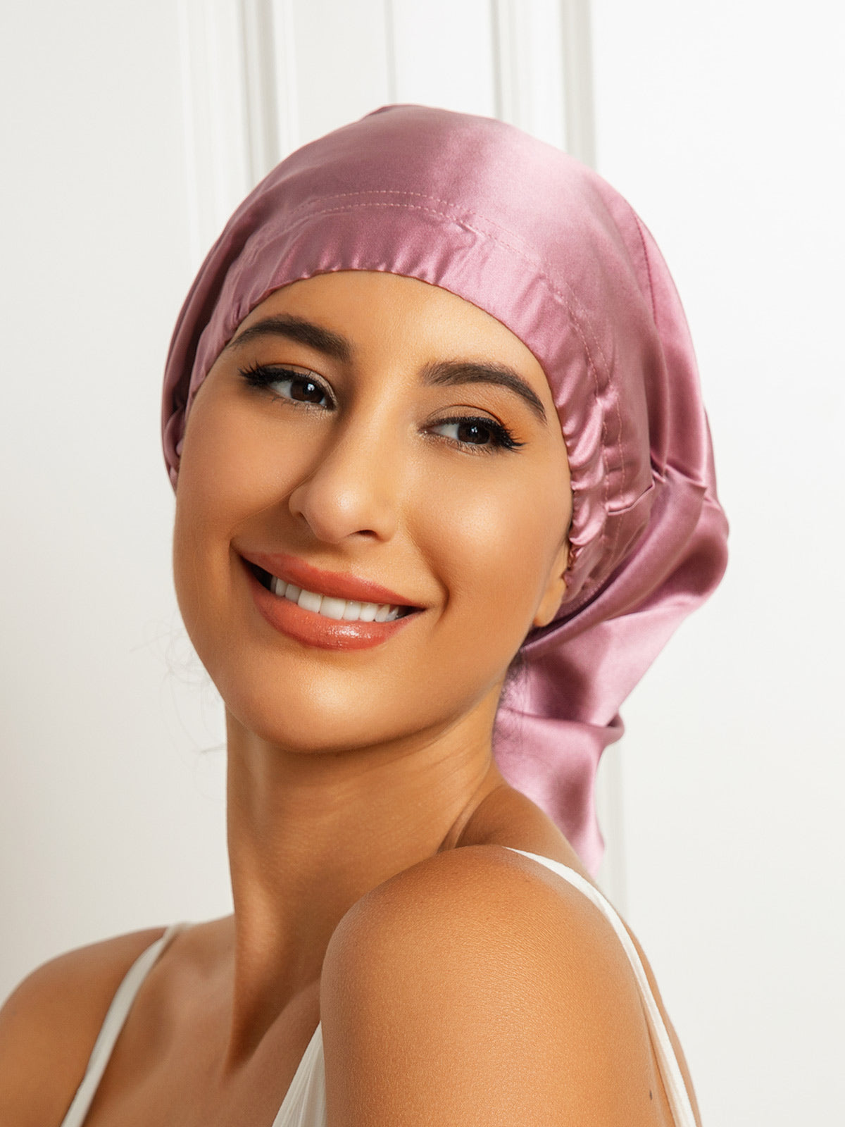 [Pale Mauve] SilkSilky-CA Pure Silk Sleep Cap 003
