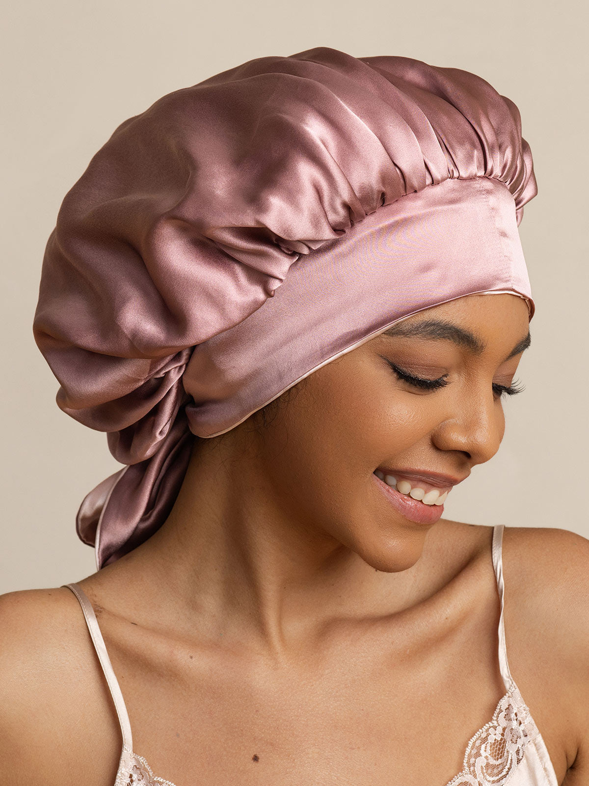 [Pale Mauve] SilkSilky-CA Pure Silk Sleep Cap 003
