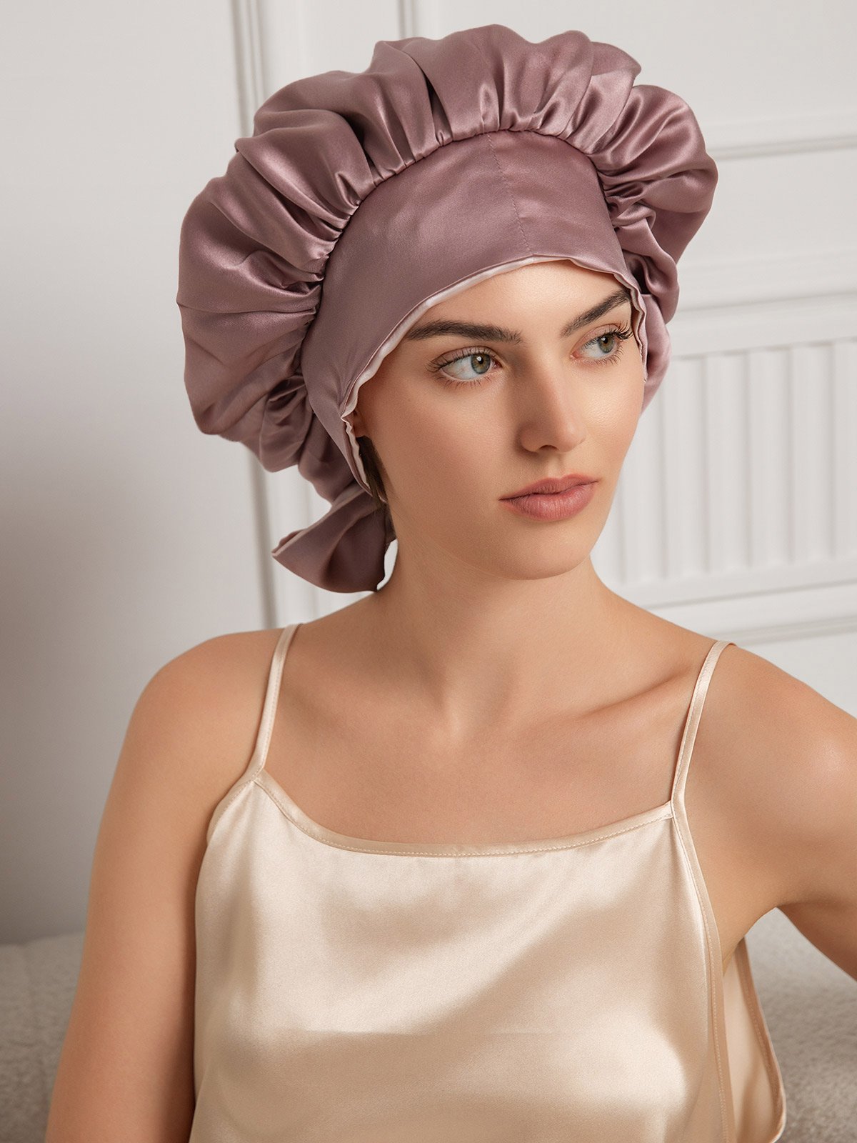 [Pale Mauve] SilkSilky-CA Pure Silk Sleep Cap 004