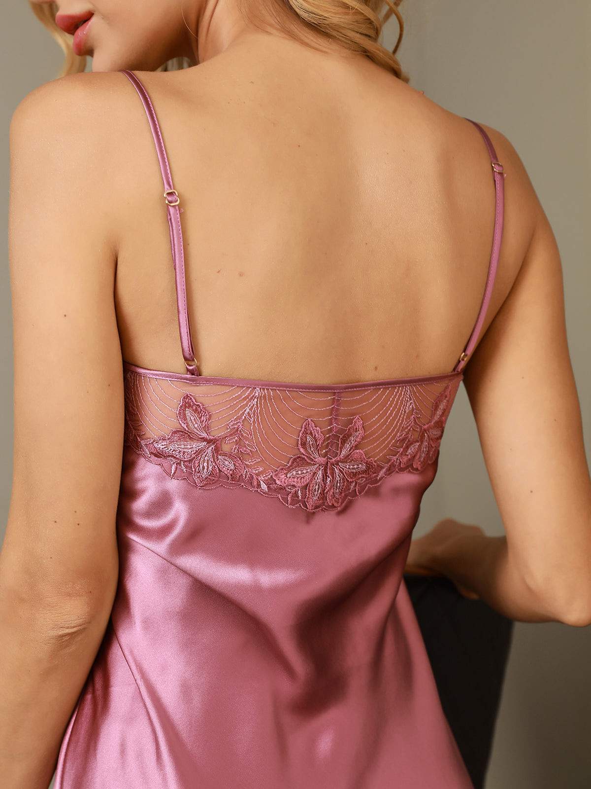 [Pale Mauve] SilkSilky-CA Pure Silk Sleeveless Sweetheart Neck Nightgown 003
