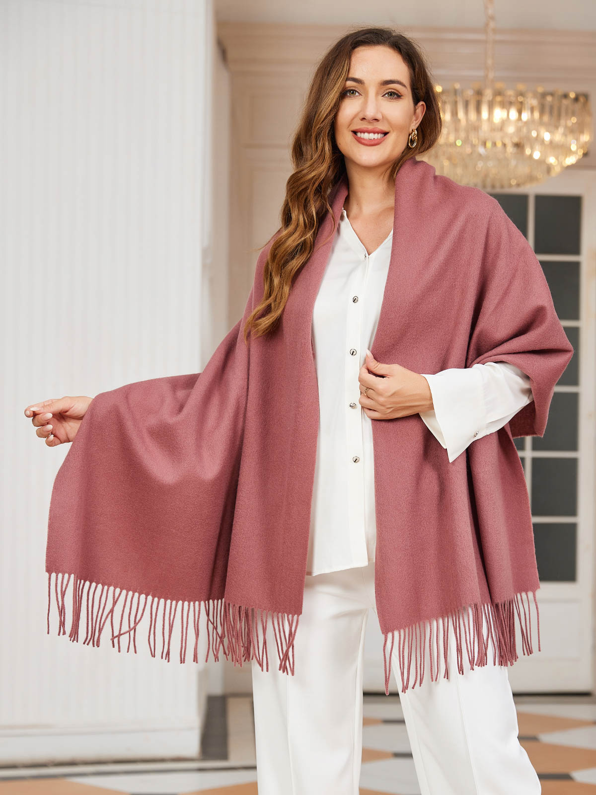 [Pale Mauve] SilkSilky-CA Wool Scarf 001