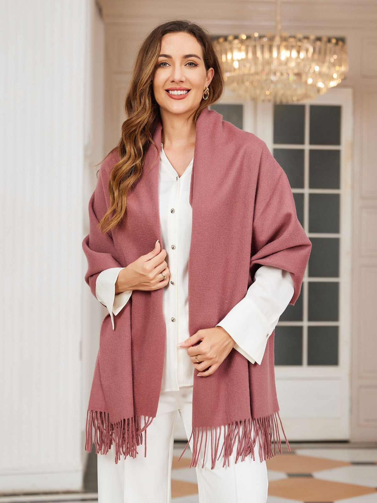 [Pale Mauve] SilkSilky-CA Wool Scarf 002